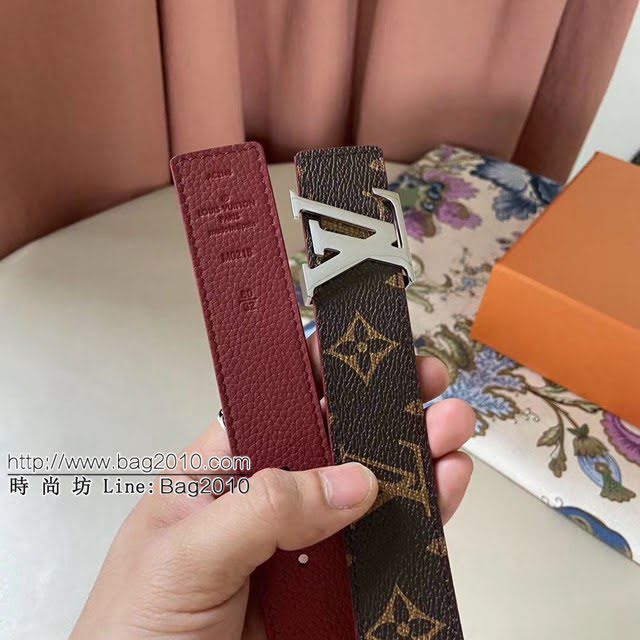 LV新款女士皮帶 路易威登Initiales雙面小牛皮腰帶  jjp1233